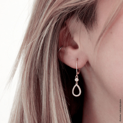 Boucles d'oreilles femme pendantes EDORA Vermeil jaune et Oxydes EDOV640018ZB