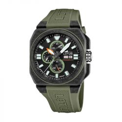 Montre homme Chronographe LOTUS cadran noir et silicone kaki 18976/1