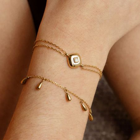 Bracelet or & argent, bracelet plaqué or, bracelet cuir & tissu - bracelets-acier - edora - 2