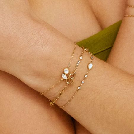 Bracelet or & argent, bracelet plaqué or, bracelet cuir & tissu - bracelets-acier - edora - 2