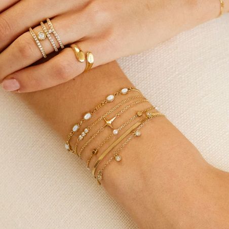 Bracelet or & argent, bracelet plaqué or, bracelet cuir & tissu - bracelets-acier - edora - 2