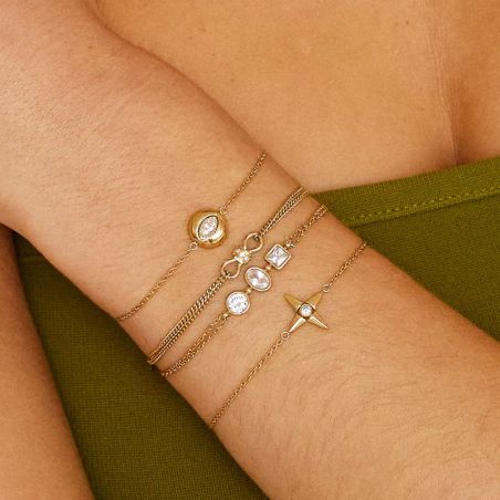 Bracelet or & argent, bracelet plaqué or, bracelet cuir & tissu - bracelets-acier - edora - 2