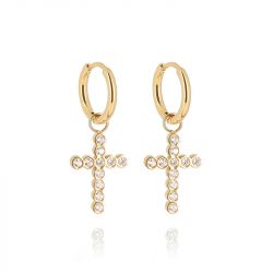 Boucles d'oreilles créoles ZAG Bijoux Capizzi doré SEC27750-01WHT