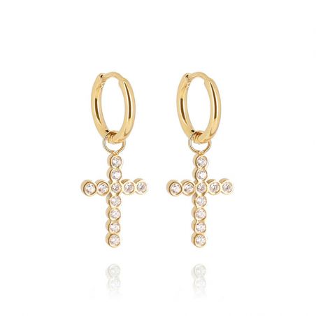 Boucles d'oreilles créoles zag bijoux capizzi doré sec27750-01wht – boucles d'oreilles acier