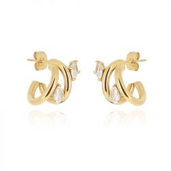 Boucles d'oreilles créoles ZAG Bijoux Veglie doré SEC27684-01WHT
