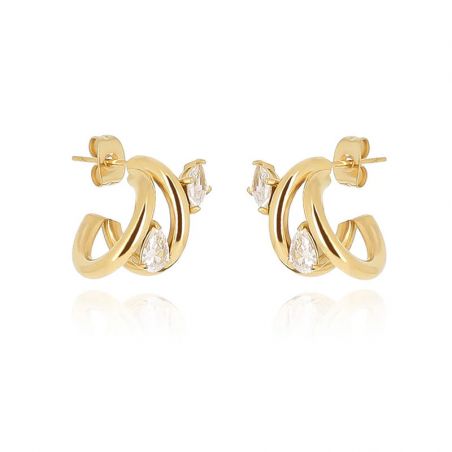 Boucles d'oreilles créoles zag bijoux veglie doré sec27684-01wht – boucles d'oreilles acier