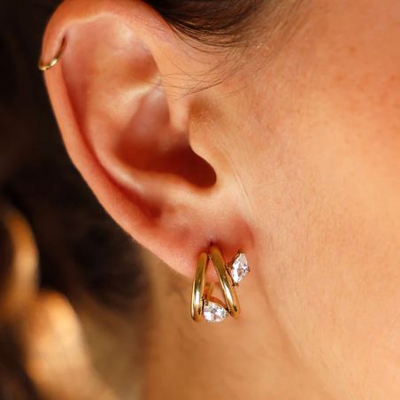 Boucles d'oreilles créoles ZAG Bijoux Veglie doré SEC27684-01WHT