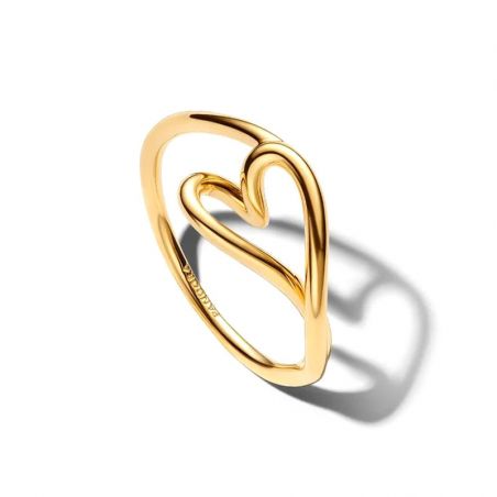 Bague femme pandora cœur organique dorée petit modèle 164361c00 – bagues argent femme