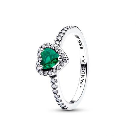 Bague femme pandora cœur vert royal surélevé 198421c07 – bagues argent femme