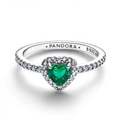 Bague femme PANDORA Cœur Vert Royal Surélevé 198421C07