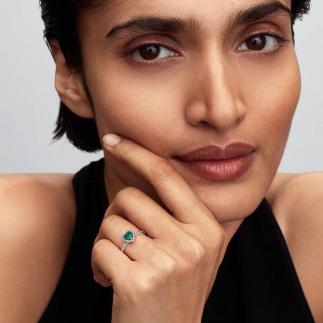 Bague femme pandora cœur vert royal surélevé 198421c07 – bagues argent femme