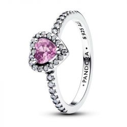 Bague femme PANDORA Cœur Mauve Surélevé 198421C12