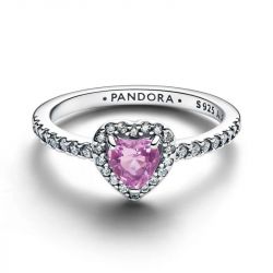 Bague femme PANDORA Cœur Mauve Surélevé 198421C12