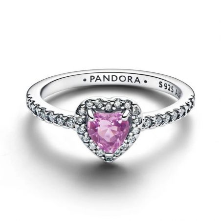 Bague femme PANDORA Cœur Mauve Surélevé 198421C12