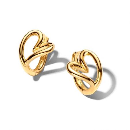 Boucles d'oreilles femme petites créoles pandora cœur organique dorée 264359c00 – créoles