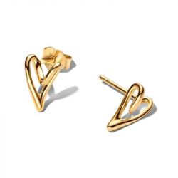 Boucles d'oreilles femme Puces PANDORA Cœur Organique Dorés 264393C00