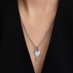 Pendentif femme PANDORA Clé Cœur Gravable 394353C01