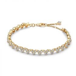 Bracelet femme PANDORA Cœurs Trios de Pierres Doré 564390C01