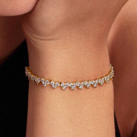 Bracelet femme pandora cœurs trios de pierres doré 564390c01 – bracelet argent femme