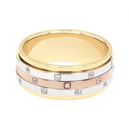 Bague femme alliance edora 3 ors 18 carats tour complet mobile edo3823003 – bagues de mariage