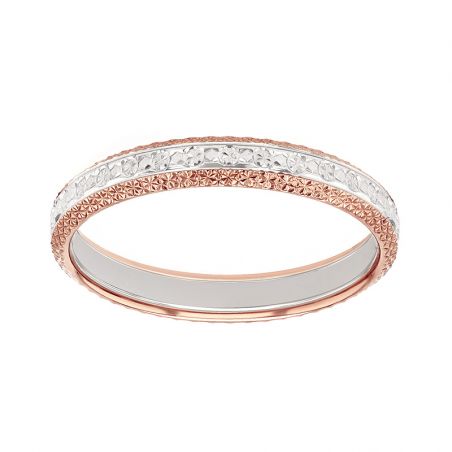 Bague femme alliance edora or 18 carats bicolore diamantée edo2125479 – bagues de mariage