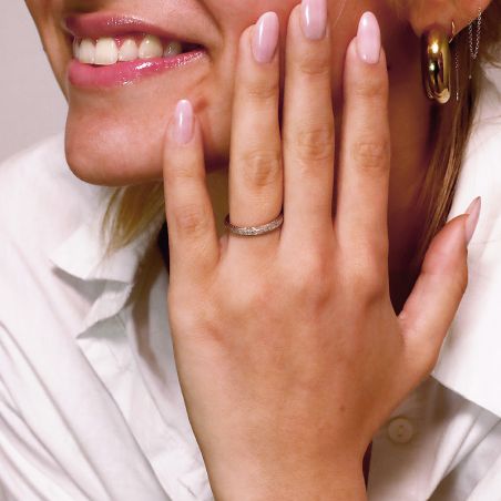 Bague femme alliance EDORA OR 18 carats bicolore diamantée EDO2125479