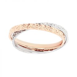 Bague femme alliance EDORA OR 18 carats bicolore entrelacés EDO2127829