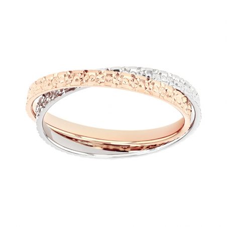 Bague femme alliance edora or 18 carats bicolore entrelacés edo2127829 – bagues de mariage