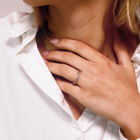 Bague femme alliance EDORA OR 18 carats bicolore entrelacés EDO2127829