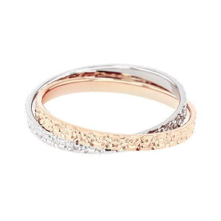 Bague femme alliance edora or 18 carats bicolore entrelacés edo2127829 – bagues de mariage