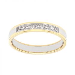 Bague femme alliance EDORA OR 18 carats bicolore serti grain diamants EDO2678099