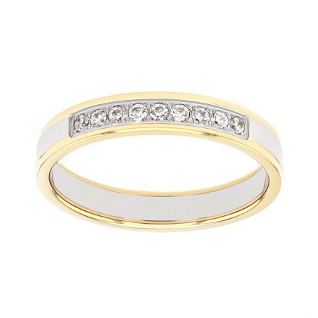 Bague femme alliance edora or 18 carats bicolore serti grain diamants edo2678099 – bagues de mariage