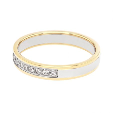 Bague femme alliance edora or 18 carats bicolore serti grain diamants edo2678099 – bagues de mariage