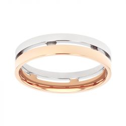 Bague femme alliance EDORA OR 18 carats bicolore serti grain diamants EDO3870039