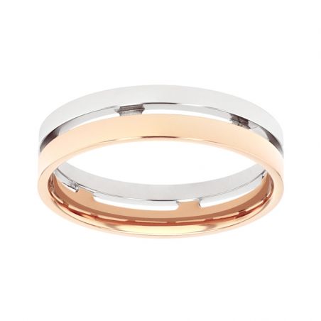 Bague femme alliance edora or 18 carats bicolore serti grain diamants edo3870039 – bagues de mariage