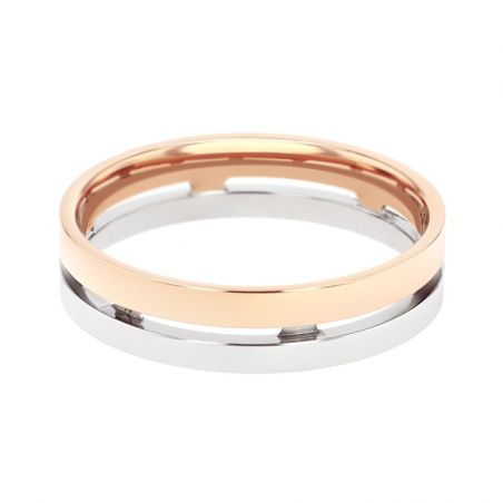 Bague femme alliance edora or 18 carats bicolore serti grain diamants edo3870039 – bagues de mariage