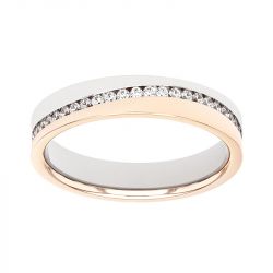 Bague femme alliance EDORA OR 18 carats bicolore tour complet et diamants EDO3764009