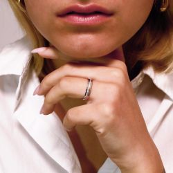 Bague femme alliance EDORA OR 18 carats bicolore tour complet et diamants EDO3764009