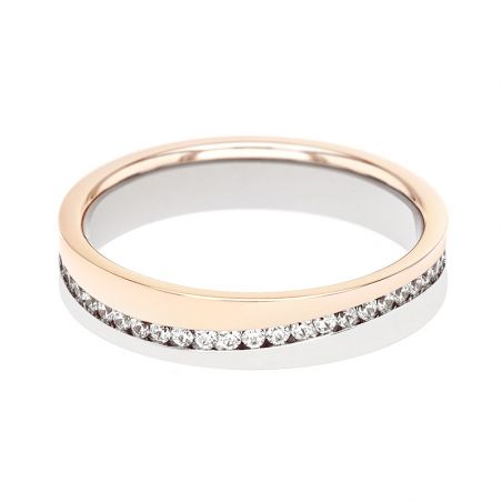 Bague femme alliance edora or 18 carats bicolore tour complet et diamants edo3764009 – bagues de mariage