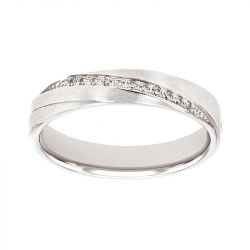 Bague femme alliance EDORA OR 18 carats gris et diamants EDO3712115