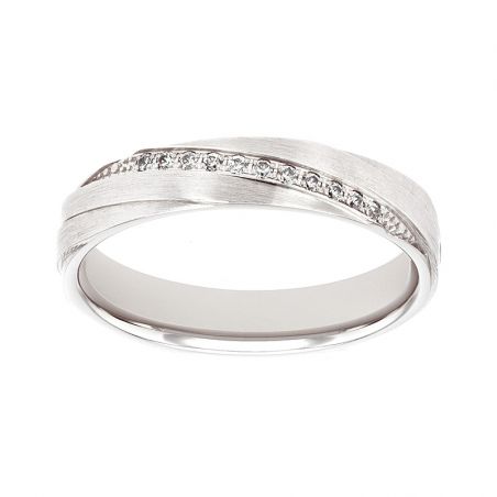 Bague femme alliance edora or 18 carats gris et diamants edo3712115 – bagues de mariage