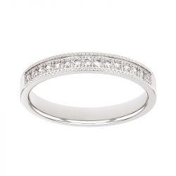 Bague femme alliance EDORA OR 18 carats gris serti pavé diamants EDO3801155