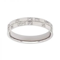 Bague femme alliance EDORA OR 18 carats gris serti pavé diamants EDO3854145