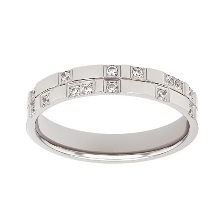 Bague femme alliance edora or 18 carats gris serti pavé diamants edo3854145 – bagues de mariage