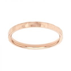 Bague femme alliance EDORA OR 18 carats rouge ruban plat confort martelé EDO2127724