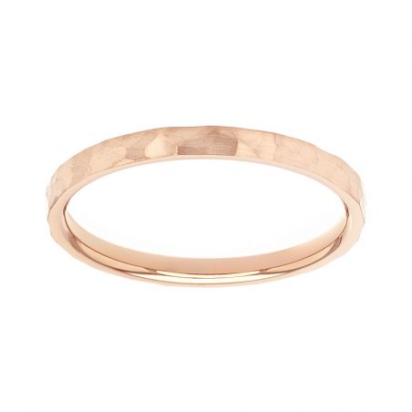 Bague femme alliance edora or 18 carats rouge ruban plat confort martelé edo2127724 – bagues de mariage