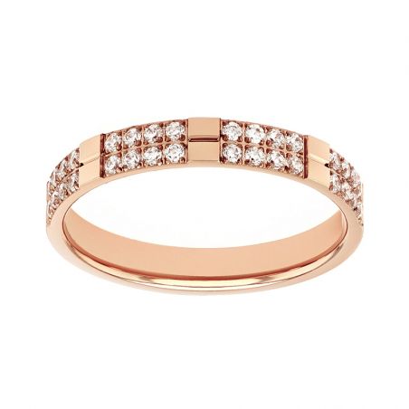 Bague femme alliance edora or 18 carats rouge serti pavé diamants edo3810324 – bagues de mariage