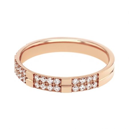 Bague femme alliance edora or 18 carats rouge serti pavé diamants edo3810324 – bagues de mariage