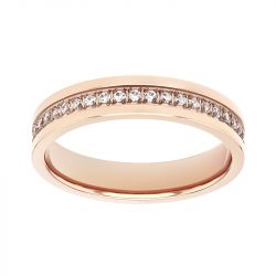 Bague femme alliance EDORA OR 18 carats rouge serti pavé diamants EDO3847204