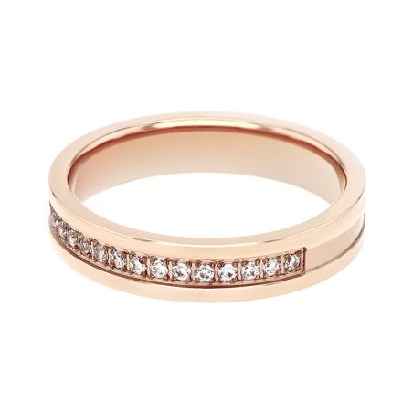Bague femme alliance edora or 18 carats rouge serti pavé diamants edo3847204 – bagues de mariage
